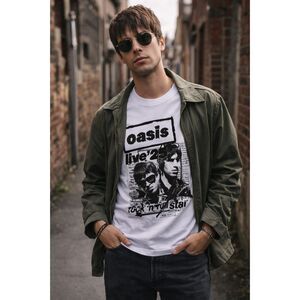 NWT  OASIS White Short Sleeve Band Tour T Shirt Tee Top  Adult Size XS